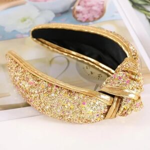 Glitter Sequins Knot Hairband Headband, Gold